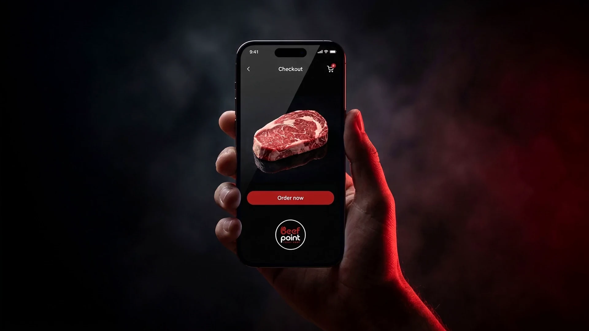 The Beef Point app showing a fresh ribeye ready to order